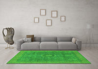 Machine Washable Abstract Green Modern Rug, wshabs1644grn