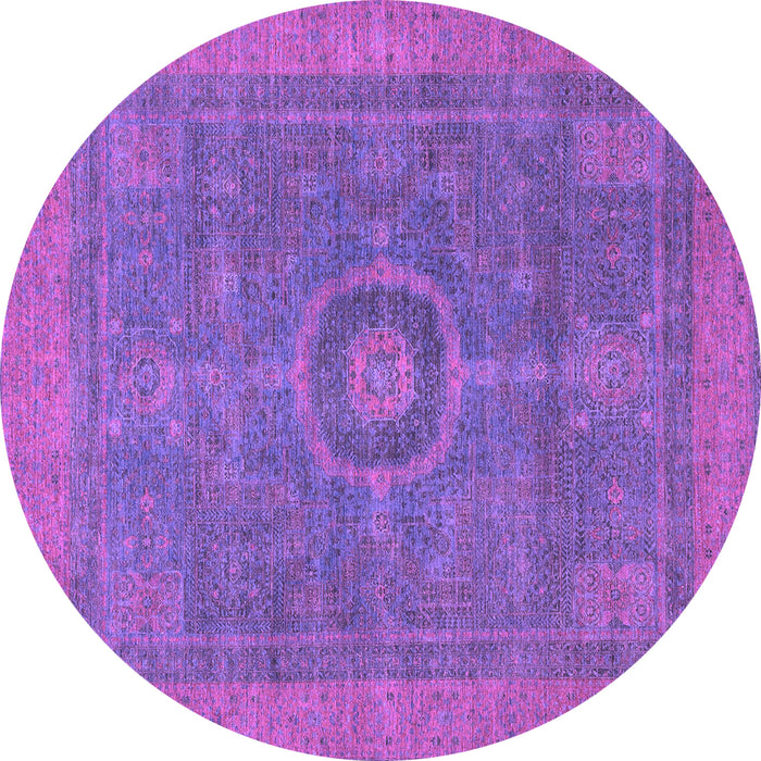 Round Abstract Purple Modern Rug, abs1644pur