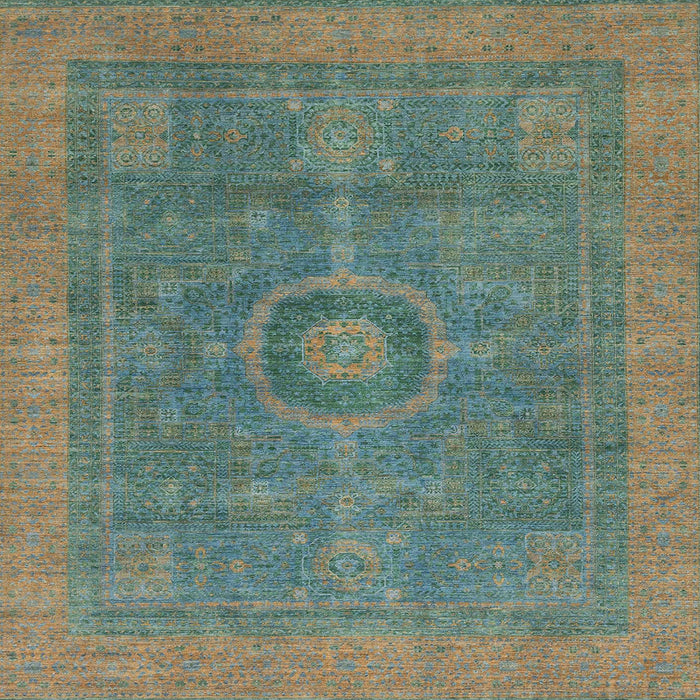 Square Machine Washable Abstract Hazel Green Rug, wshabs1644