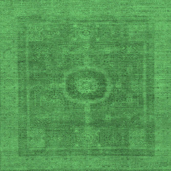 Square Machine Washable Abstract Emerald Green Modern Area Rugs, wshabs1644emgrn