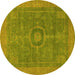 Round Machine Washable Abstract Yellow Modern Rug, wshabs1644yw