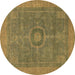 Round Abstract Brown Modern Rug, abs1644brn