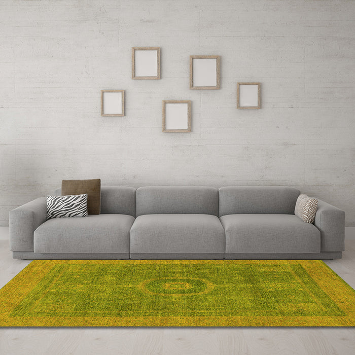 Machine Washable Abstract Yellow Modern Rug in a Living Room, wshabs1644yw
