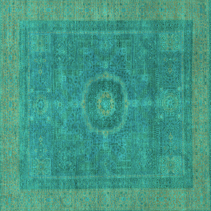 Square Machine Washable Abstract Turquoise Modern Area Rugs, wshabs1644turq