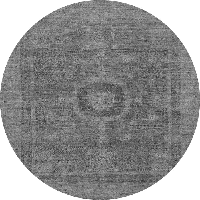 Round Machine Washable Abstract Gray Modern Rug, wshabs1644gry
