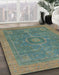 Machine Washable Abstract Hazel Green Rug in a Family Room, wshabs1644