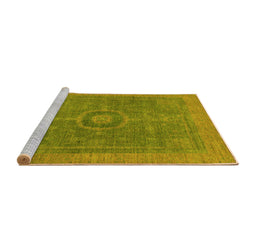 Sideview of Machine Washable Abstract Yellow Modern Rug, wshabs1644yw