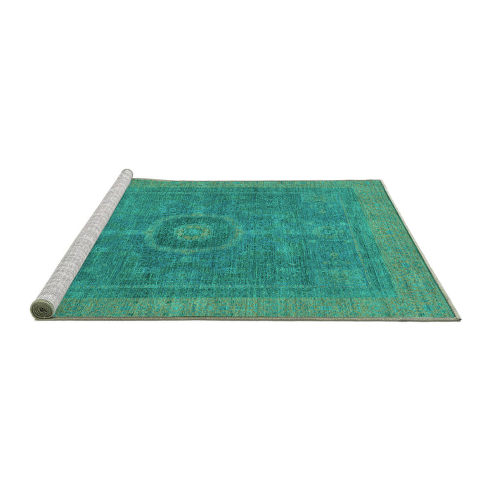 Sideview of Machine Washable Abstract Turquoise Modern Area Rugs, wshabs1644turq