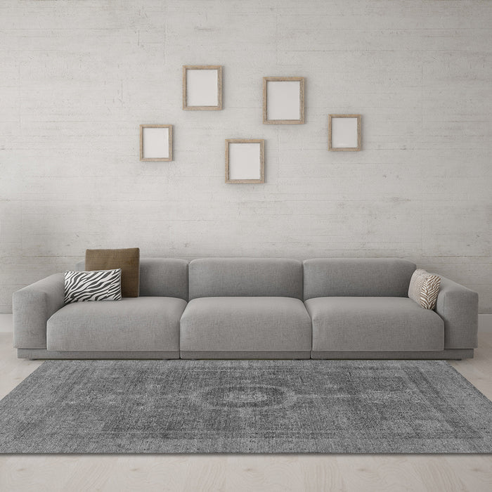 Machine Washable Abstract Gray Modern Rug in a Living Room,, wshabs1644gry