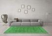 Machine Washable Abstract Emerald Green Modern Area Rugs in a Living Room,, wshabs1644emgrn