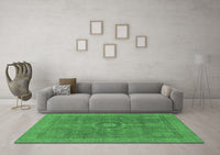 Machine Washable Abstract Emerald Green Modern Rug, wshabs1644emgrn