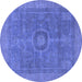 Round Machine Washable Abstract Blue Modern Rug, wshabs1644blu