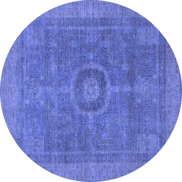Round Abstract Blue Modern Rug, abs1644blu