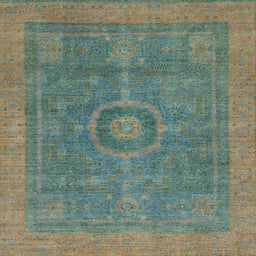 Square Abstract Hazel Green Modern Rug, abs1644