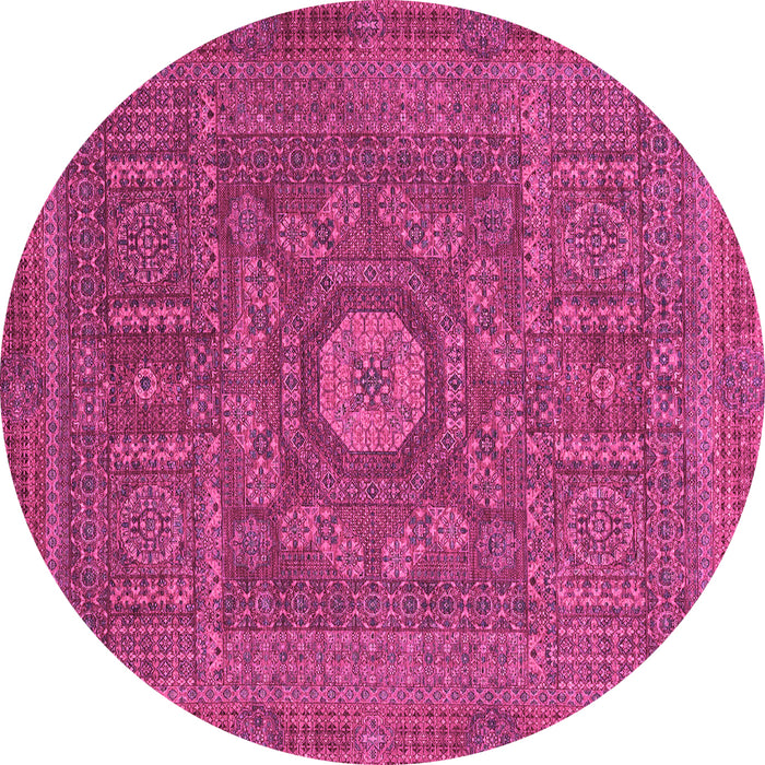 Round Machine Washable Abstract Pink Modern Rug, wshabs1645pnk