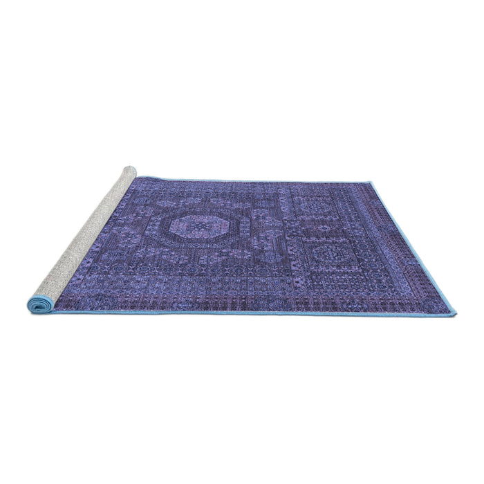 Sideview of Machine Washable Abstract Blue Modern Rug, wshabs1645blu