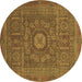 Round Abstract Brown Modern Rug, abs1645brn