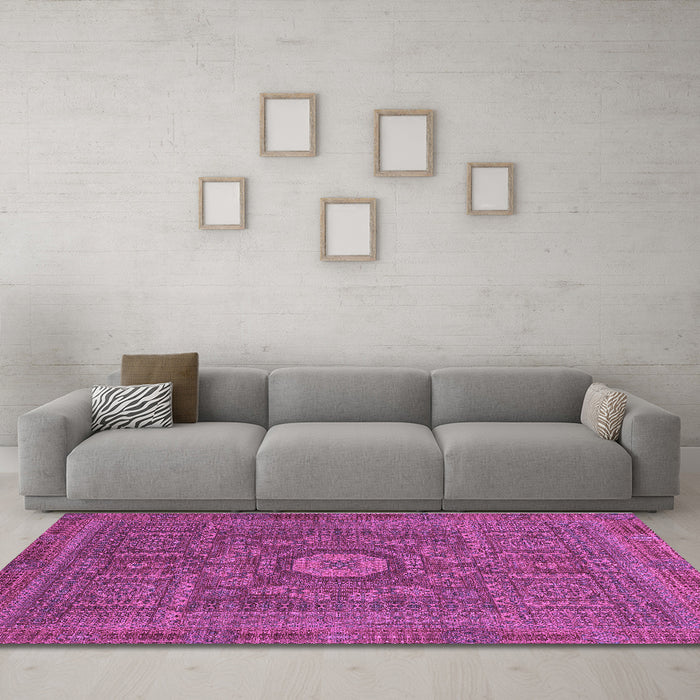 Machine Washable Abstract Purple Modern Area Rugs in a Living Room, wshabs1645pur
