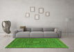 Machine Washable Abstract Green Modern Area Rugs in a Living Room,, wshabs1645grn