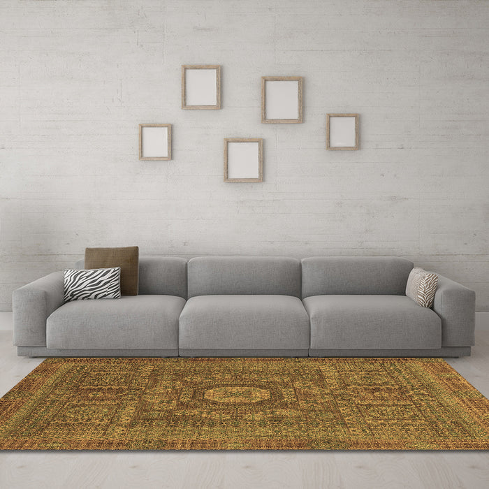 Machine Washable Abstract Brown Modern Rug in a Living Room,, wshabs1645brn