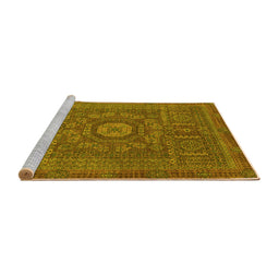 Sideview of Machine Washable Abstract Yellow Modern Rug, wshabs1645yw