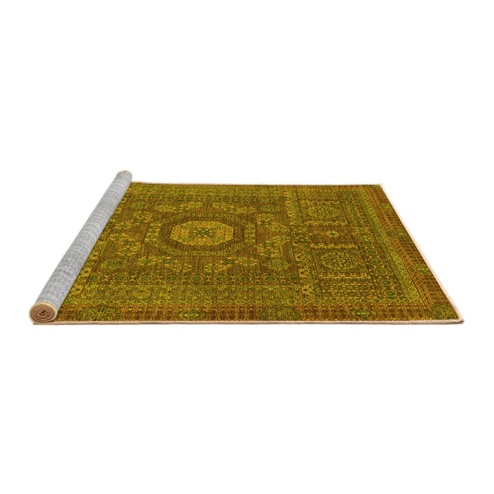 Sideview of Machine Washable Abstract Yellow Modern Rug, wshabs1645yw