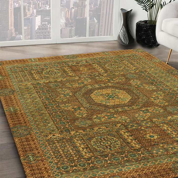 Machine Washable Abstract Cinnamon Brown Rug in a Family Room, wshabs1645
