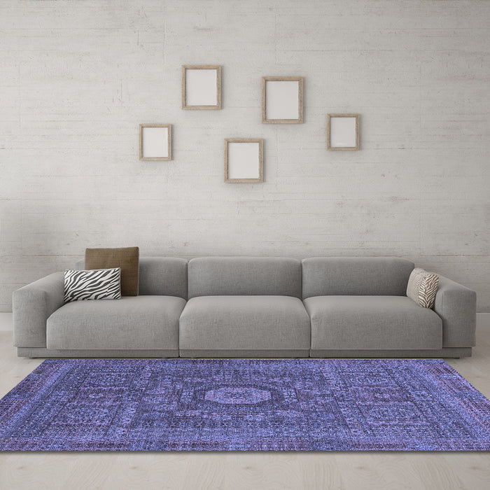 Machine Washable Abstract Blue Modern Rug in a Living Room, wshabs1645blu
