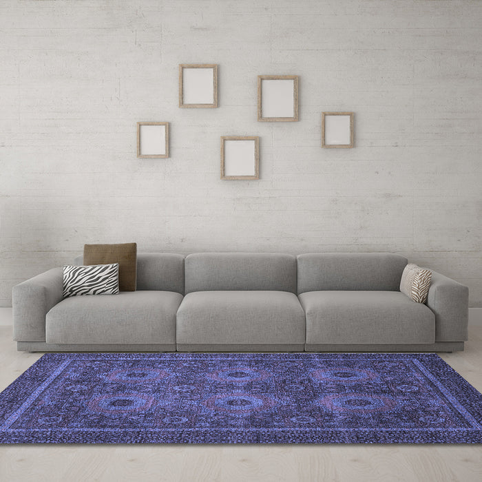 Machine Washable Abstract Blue Modern Rug in a Living Room, wshabs1646blu