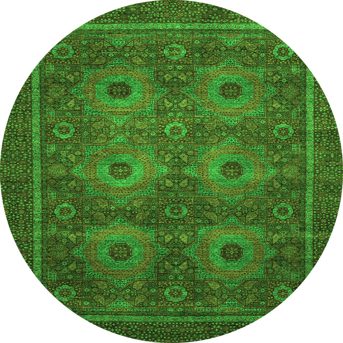 Round Abstract Green Modern Rug, abs1646grn