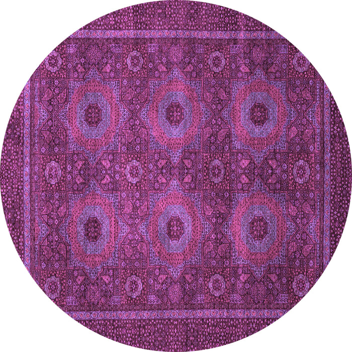 Round Machine Washable Abstract Purple Modern Area Rugs, wshabs1646pur