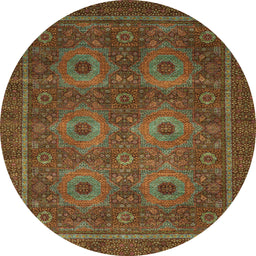 Round Machine Washable Abstract Red Brown Rug, wshabs1646