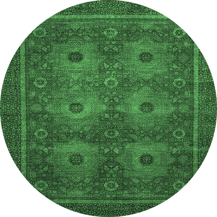 Round Abstract Emerald Green Modern Rug, abs1646emgrn