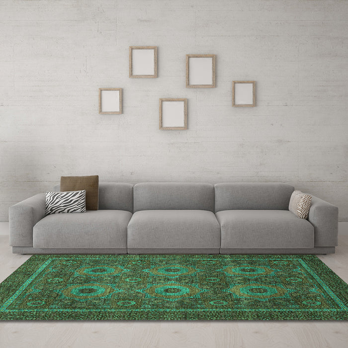 Machine Washable Abstract Turquoise Modern Area Rugs in a Living Room,, wshabs1646turq