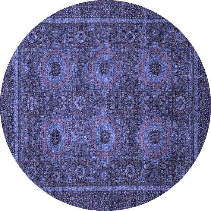 Round Abstract Blue Modern Rug, abs1646blu