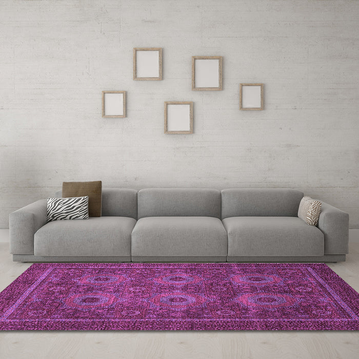 Machine Washable Abstract Purple Modern Area Rugs in a Living Room, wshabs1646pur