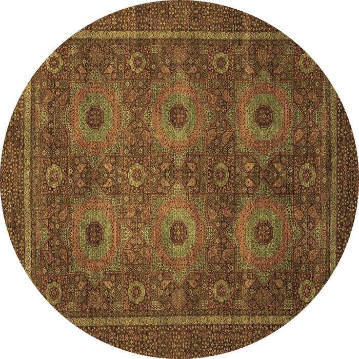 Round Abstract Brown Modern Rug, abs1646brn