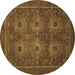 Round Abstract Brown Modern Rug, abs1646brn