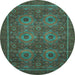 Round Machine Washable Abstract Light Blue Modern Rug, wshabs1646lblu