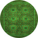 Round Machine Washable Abstract Green Modern Area Rugs, wshabs1646grn