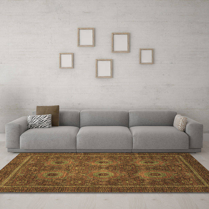Machine Washable Abstract Brown Modern Rug in a Living Room,, wshabs1646brn