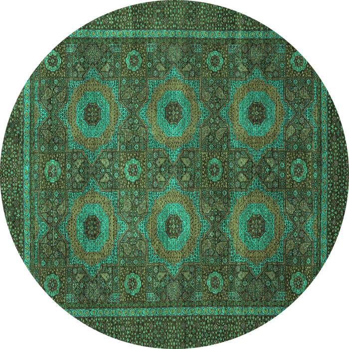 Round Abstract Turquoise Modern Rug, abs1646turq
