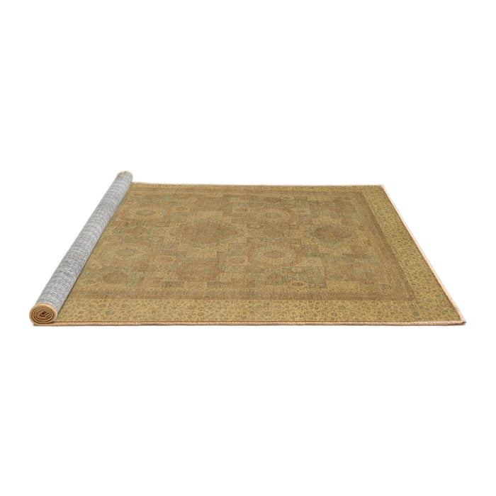 Sideview of Machine Washable Abstract Cinnamon Brown Rug, wshabs1647