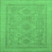 Square Machine Washable Oriental Emerald Green Traditional Area Rugs, wshabs1647emgrn