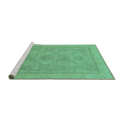 Sideview of Machine Washable Oriental Turquoise Traditional Area Rugs, wshabs1647turq