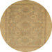 Round Abstract Cinnamon Brown Oriental Rug, abs1647