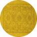 Round Oriental Yellow Traditional Rug, abs1647yw