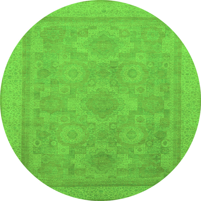 Round Oriental Green Traditional Rug, abs1647grn