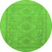 Round Oriental Green Traditional Rug, abs1647grn