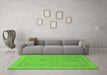 Machine Washable Oriental Green Traditional Area Rugs in a Living Room,, wshabs1647grn